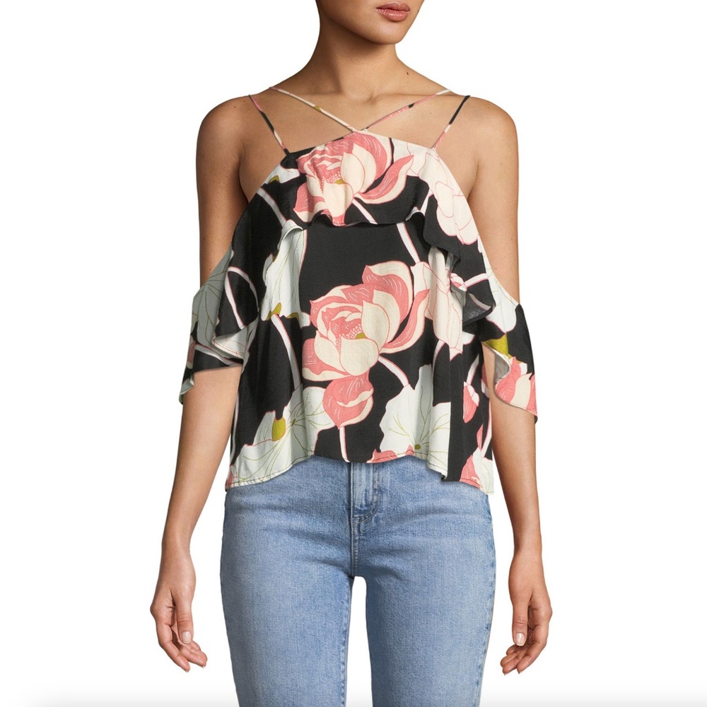 Cupcakes And Cashmere Bixby Strappy Off-the-Shoulder Floral-Print Top Sz…